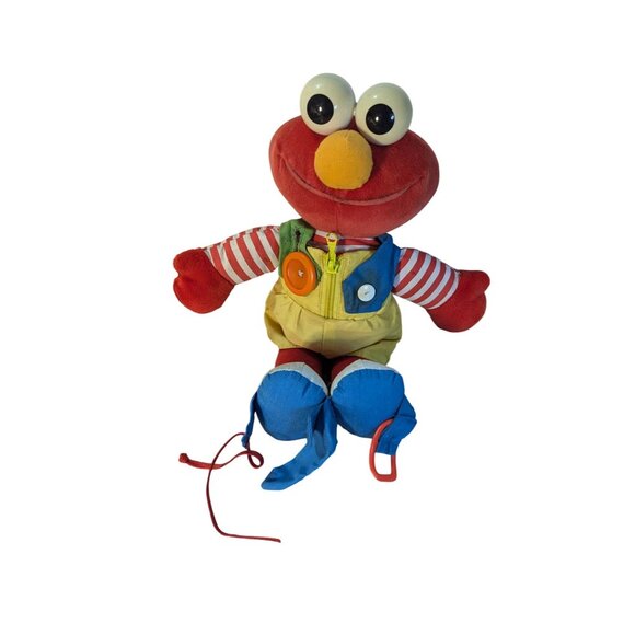 Playskool Dress Me Up Elmo Vintage 1993 Button Zip Tie Buckle Snap Sesame Stree - Picture 1 of 8
